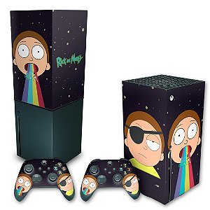 KIT Xbox Series X Skin e Capa Anti Poeira - Morty Rick And Morty