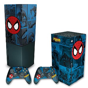 KIT Xbox Series X Skin e Capa Anti Poeira - Homem-Aranha Spider-Man Comics