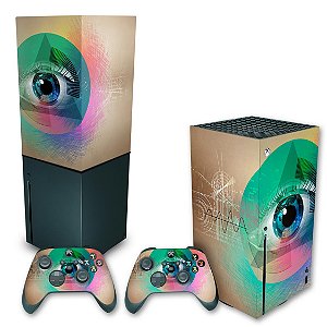 KIT Xbox Series X Skin e Capa Anti Poeira - Abstrato #89