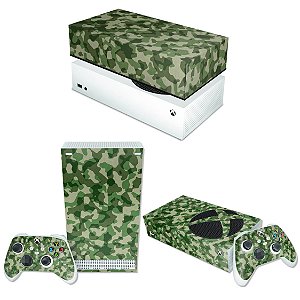 KIT Xbox Series S Skin e Capa Anti Poeira - Camuflado Verde