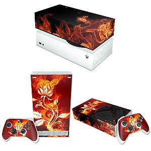 KIT Xbox Series S Skin e Capa Anti Poeira - Fire Flower