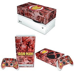 KIT Xbox Series S Skin e Capa Anti Poeira - Homem De Ferro Comics