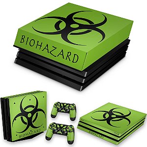 KIT PS4 Pro Skin e Capa Anti Poeira - Biohazard Radioativo