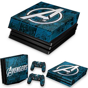 KIT PS4 Pro Skin e Capa Anti Poeira - Avengers Vingadores Comics