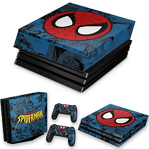 KIT PS4 Pro Skin e Capa Anti Poeira - Homem-Aranha Spider-Man Comics