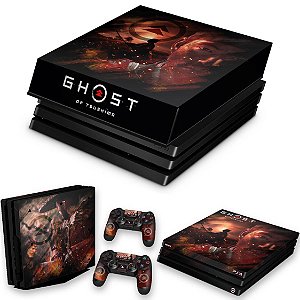 KIT PS4 Pro Skin e Capa Anti Poeira - Ghost Of Tsushima