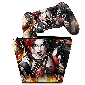 KIT Capa Case e Skin PS4 Controle  - Harley Quinn - Arlequina #B