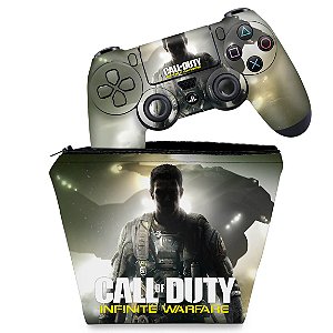 KIT Capa Case e Skin PS4 Controle  - Call Of Duty: Infinite Warfare