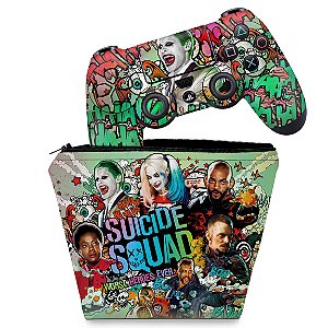 KIT Capa Case e Skin PS4 Controle  - Esquadrão Suicida #B