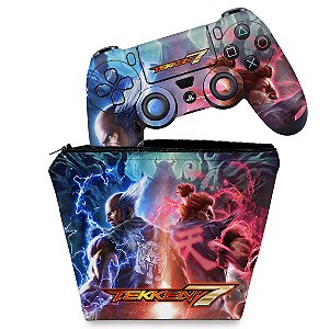 KIT Capa Case e Skin PS4 Controle  - Tekken 7