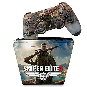 KIT Capa Case e Skin PS4 Controle  - Sniper Elite 4