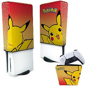 KIT Capa PS5 e Case Controle - Pokemon Pikachu