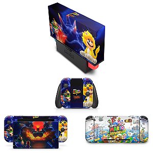 KIT Nintendo Switch Skin e Capa Anti Poeira - Bowser s Fury