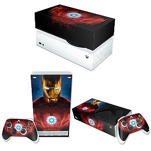 KIT Xbox Series S Skin e Capa Anti Poeira - Iron Man Homem De Ferro