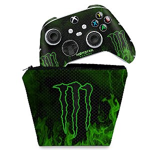 KIT Capa Case e Skin Xbox Series S X Controle - Monster Energy Drink