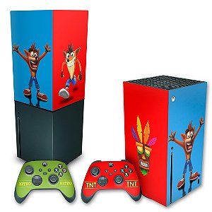 KIT Xbox Series X Skin e Capa Anti Poeira - Crash Bandicoot