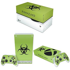 KIT Xbox Series S Skin e Capa Anti Poeira - Biohazard Radioativo