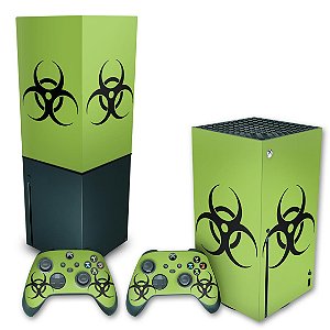 KIT Xbox Series X Skin e Capa Anti Poeira - Biohazard Radioativo