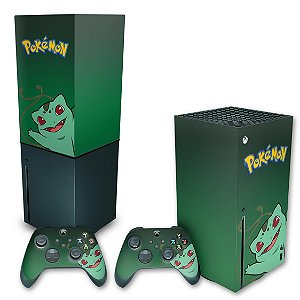 KIT Xbox Series X Skin e Capa Anti Poeira - Pokemon Bulbasaur