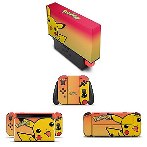 KIT Nintendo Switch Oled Skin e Capa Anti Poeira - Pokémon: Pikachu