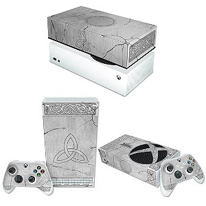 KIT Xbox Series S Skin e Capa Anti Poeira - Mjolnir Thor Amor e Trovão