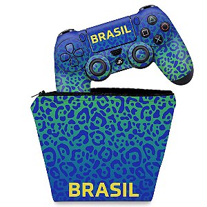 KIT Capa Case e Skin PS4 Controle - Brasil