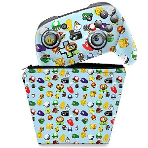 KIT Capa Case e Skin Nintendo Switch Pro Controle - Super Mario