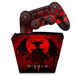 KIT Capa Case e Skin PS4 Controle - Diablo IV 4