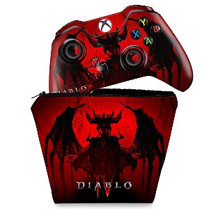 KIT Capa Case e Skin Xbox One Fat Controle - Diablo IV 4