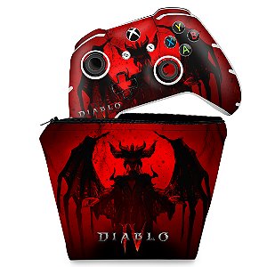 KIT Capa Case e Skin Xbox One Slim X Controle - Diablo IV 4