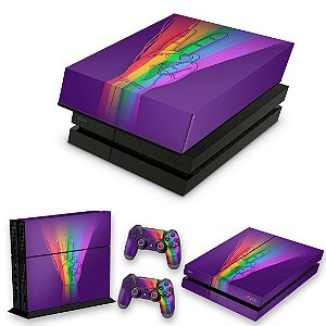 KIT PS4 Fat Skin e Capa Anti Poeira - Rainbow Colors Colorido