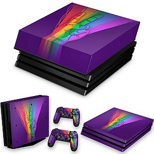 KIT PS4 Pro Skin e Capa Anti Poeira - Rainbow Colors Colorido
