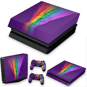 KIT PS4 Slim Skin e Capa Anti Poeira - Rainbow Colors Colorido