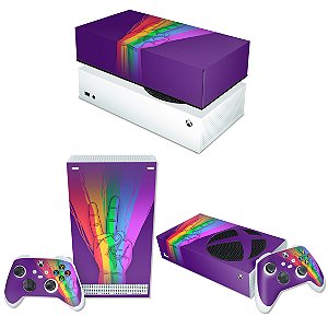 KIT Xbox Series S Skin e Capa Anti Poeira - Rainbow Colors Colorido