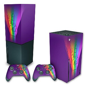 KIT Xbox Series X Skin e Capa Anti Poeira - Rainbow Colors Colorido