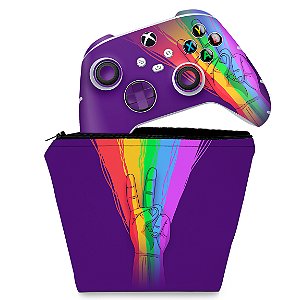 KIT Capa Case e Skin Xbox Series S X Controle - Rainbow Colors Colorido