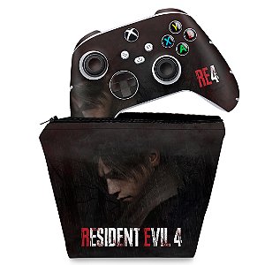 KIT Capa Case e Skin Xbox Series S X Controle - Resident Evil 4 Remake