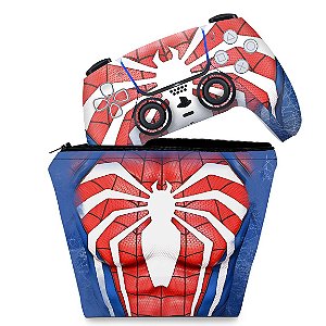 KIT Capa Case e Skin PS5 Controle - Spider-Man Homem Aranha 2
