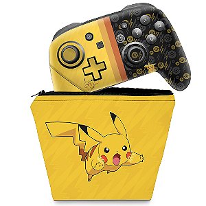 KIT Capa Case e Skin Nintendo Switch Pro Controle - Pikachu Pokemon