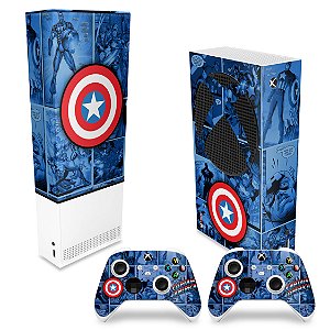 KIT Xbox Series S Capa Anti Poeira e Skin - Capitão América Comics