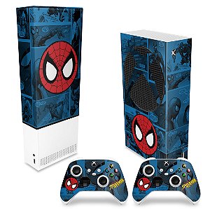 KIT Xbox Series S Capa Anti Poeira e Skin - Homem-Aranha Spider-Man Comics
