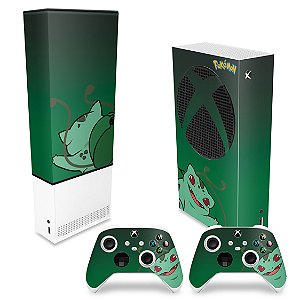 KIT Xbox Series S Capa Anti Poeira e Skin - Pokemon Bulbasaur