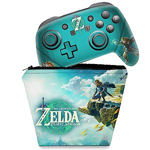 KIT Capa Case e Skin Nintendo Switch Pro Controle - Zelda Tears of the Kingdom