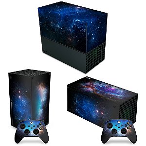 KIT Xbox Series X Capa Anti Poeira e Skin - Universo Cosmos