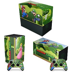 KIT Xbox Series X Capa Anti Poeira e Skin - Super Mario