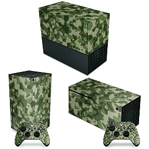 KIT Xbox Series X Capa Anti Poeira e Skin - Camuflado Verde