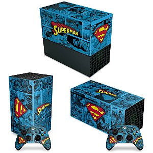 KIT Xbox Series X Capa Anti Poeira e Skin - Superman Comics