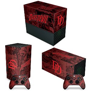 KIT Xbox Series X Capa Anti Poeira e Skin - Daredevil Demolidor Comics