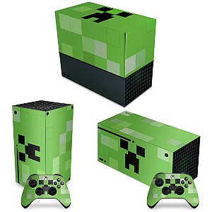 KIT Xbox Series X Capa Anti Poeira e Skin - Creeper Minecraft