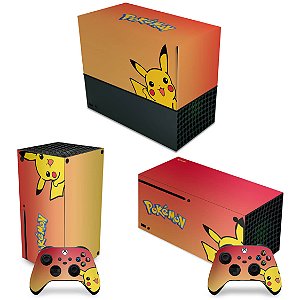 KIT Xbox Series X Capa Anti Poeira e Skin - Pokemon Pikachu